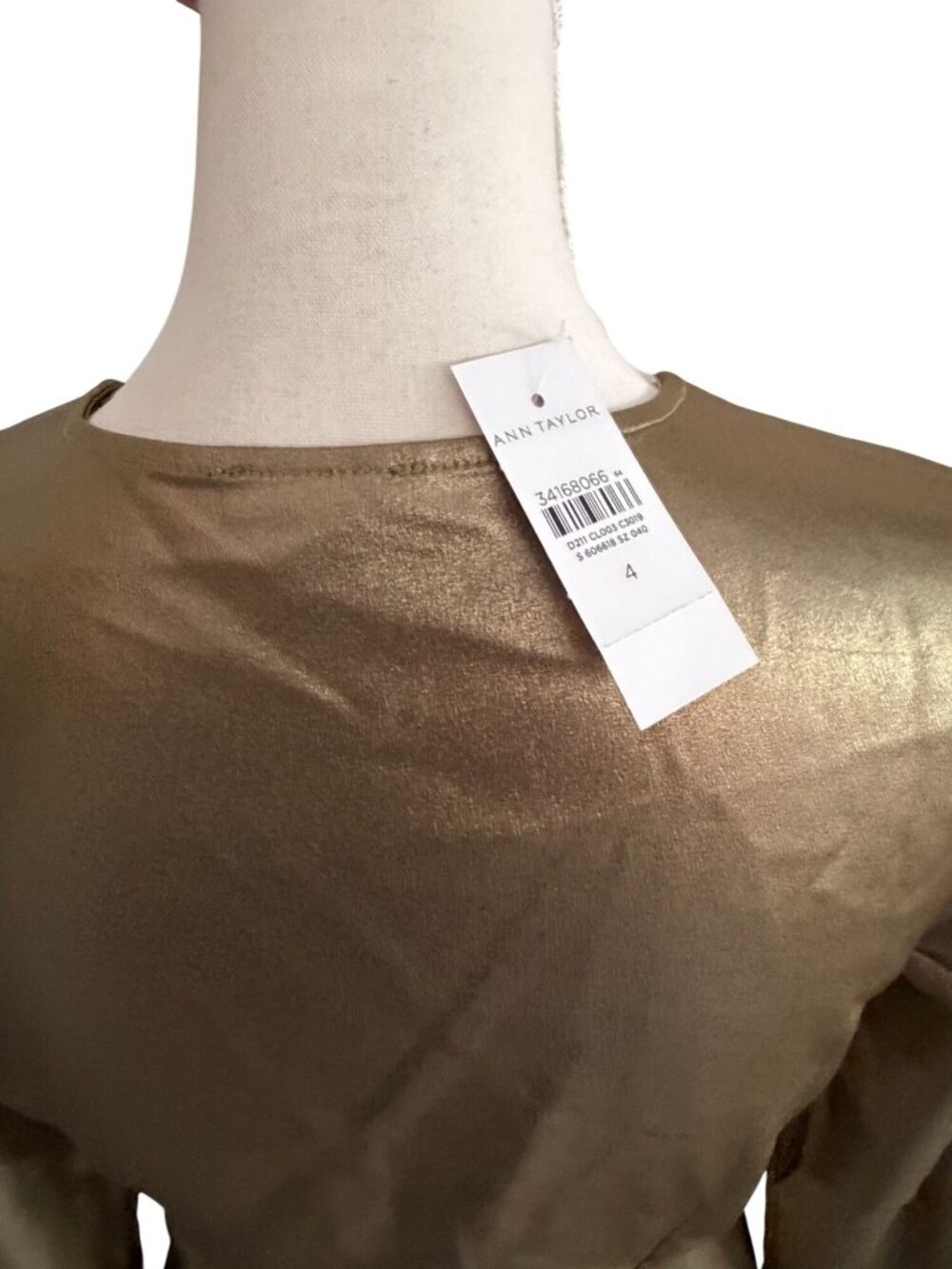 ANN TAYLOR Bronze Gold Long Sleeve Wrap Top Size 4 NEW NWT - Picture 6 of 7